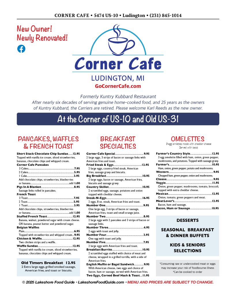 2025 Corner Cafe Full Page Food Guide