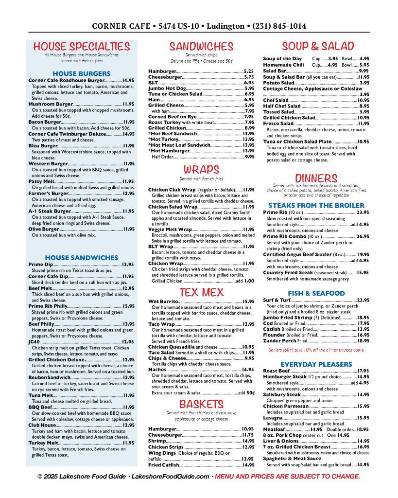 2025 Corner Cafe Full Page Food Guide 2