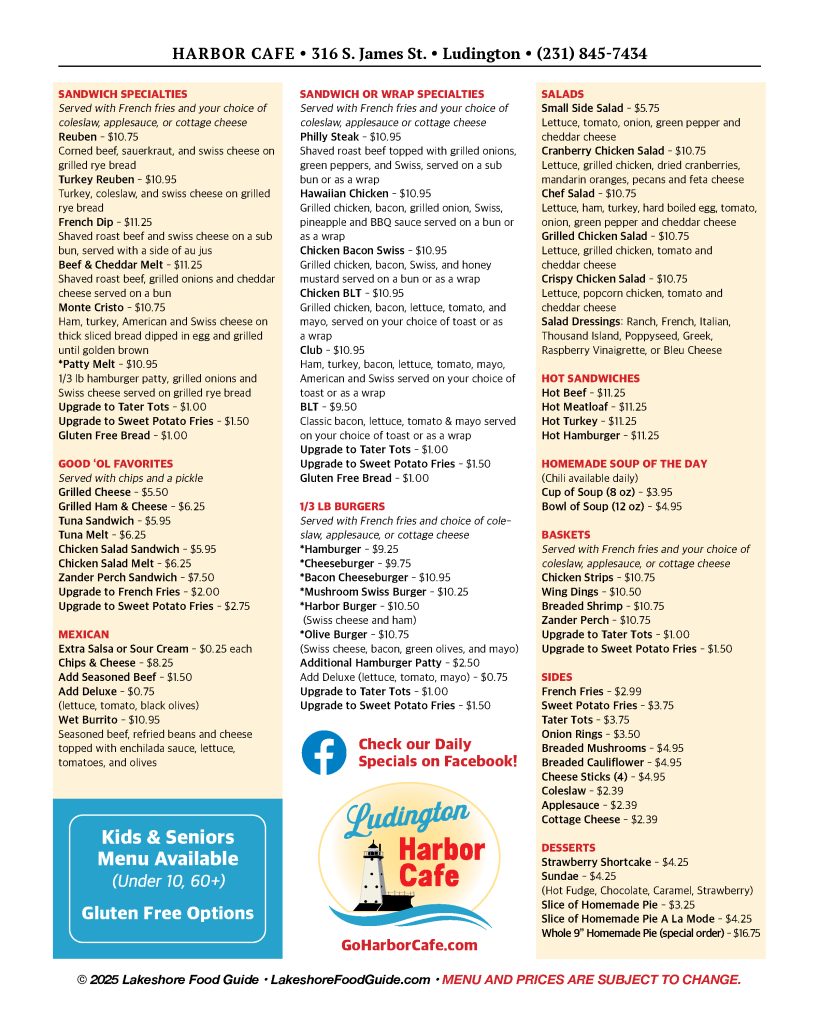 2025 Harbor Cafe Food Guide