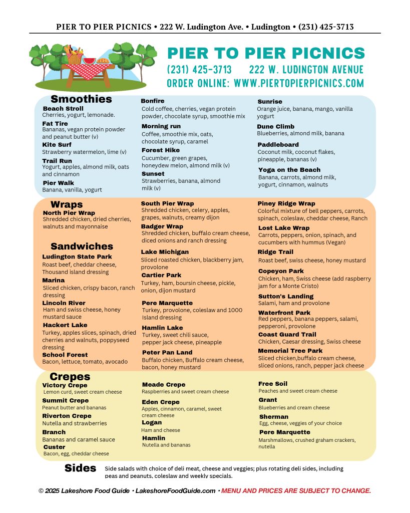 2025 Pier to Pier Picnics Food Guide